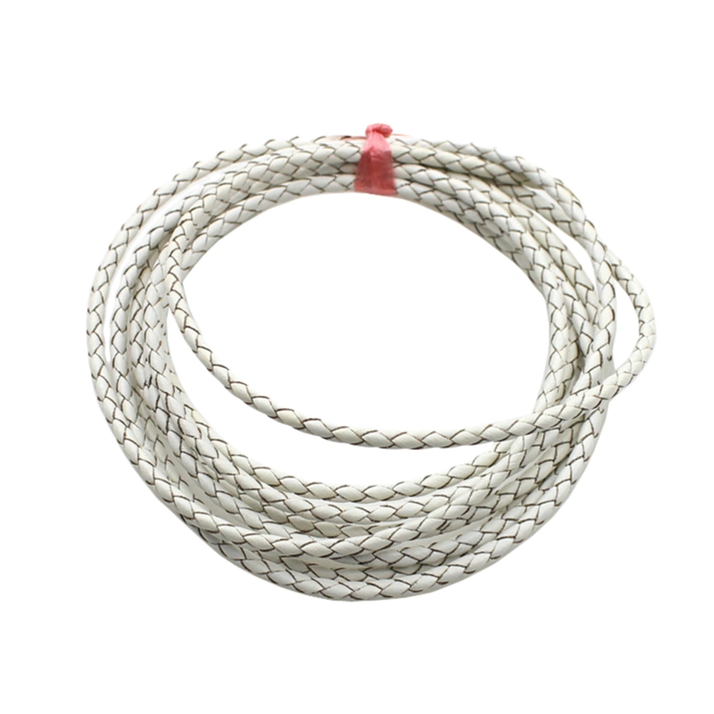 3MM Bracelet Making Cord Round Genuine Braided Leather Rope for Bracelets Jewelry Making DIY Handicrafts 2 Meters (White)