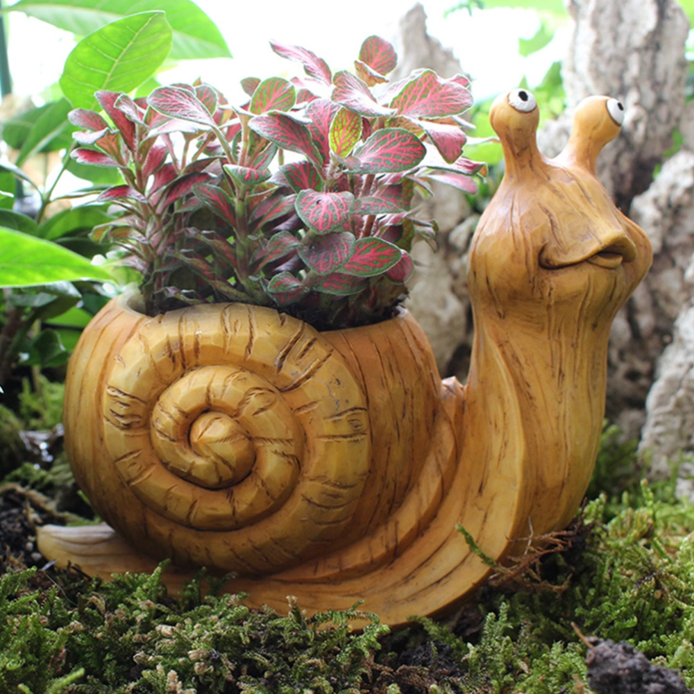 1Pc Snail Flowerpot Decorative Succulent Pot Lovely Home Office Desktop Adornment