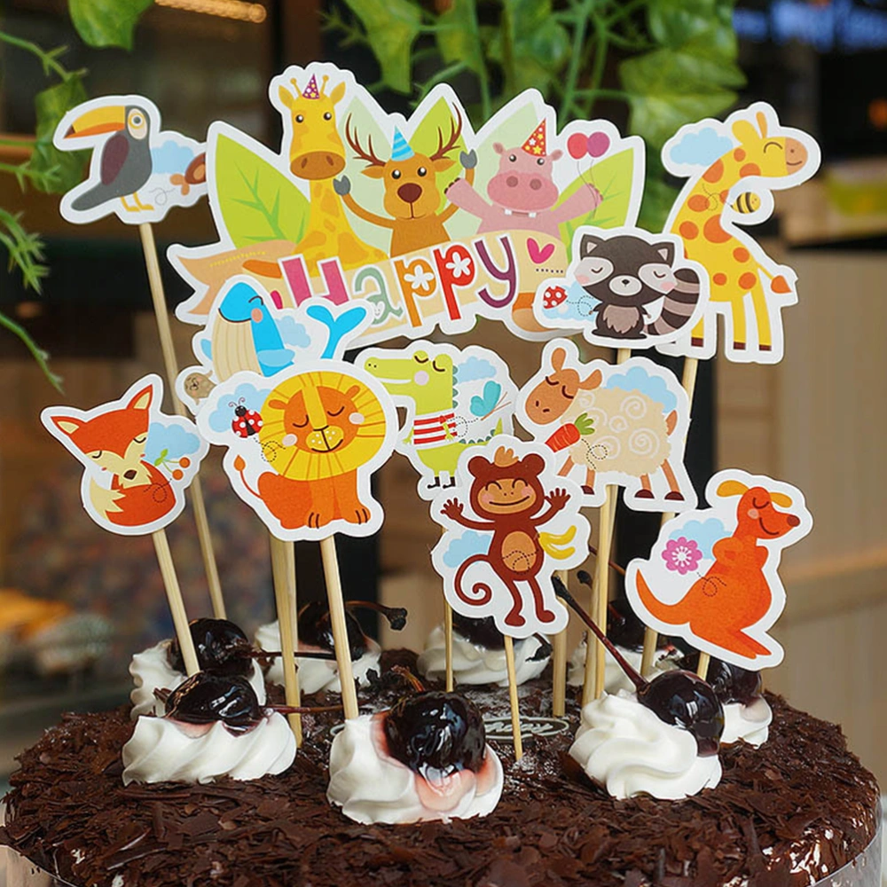 11PCS Cake Toppers Forest Animal Cupcake Decoration Cake Picks for Kids Baby Shower Birthday Party