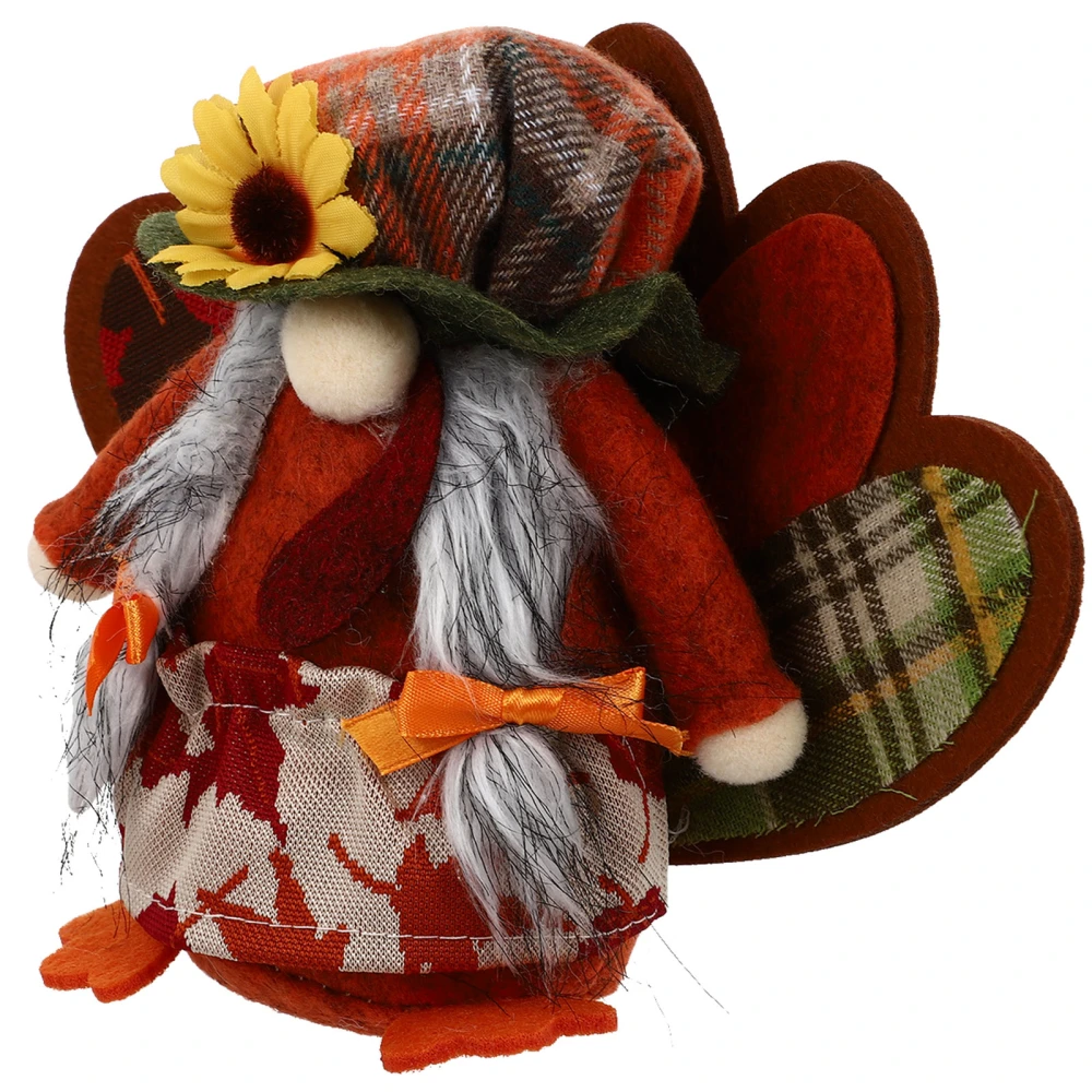 1Pc Thanksgiving Faceless Doll Adornment Cloth Faceless Doll Decor Orange