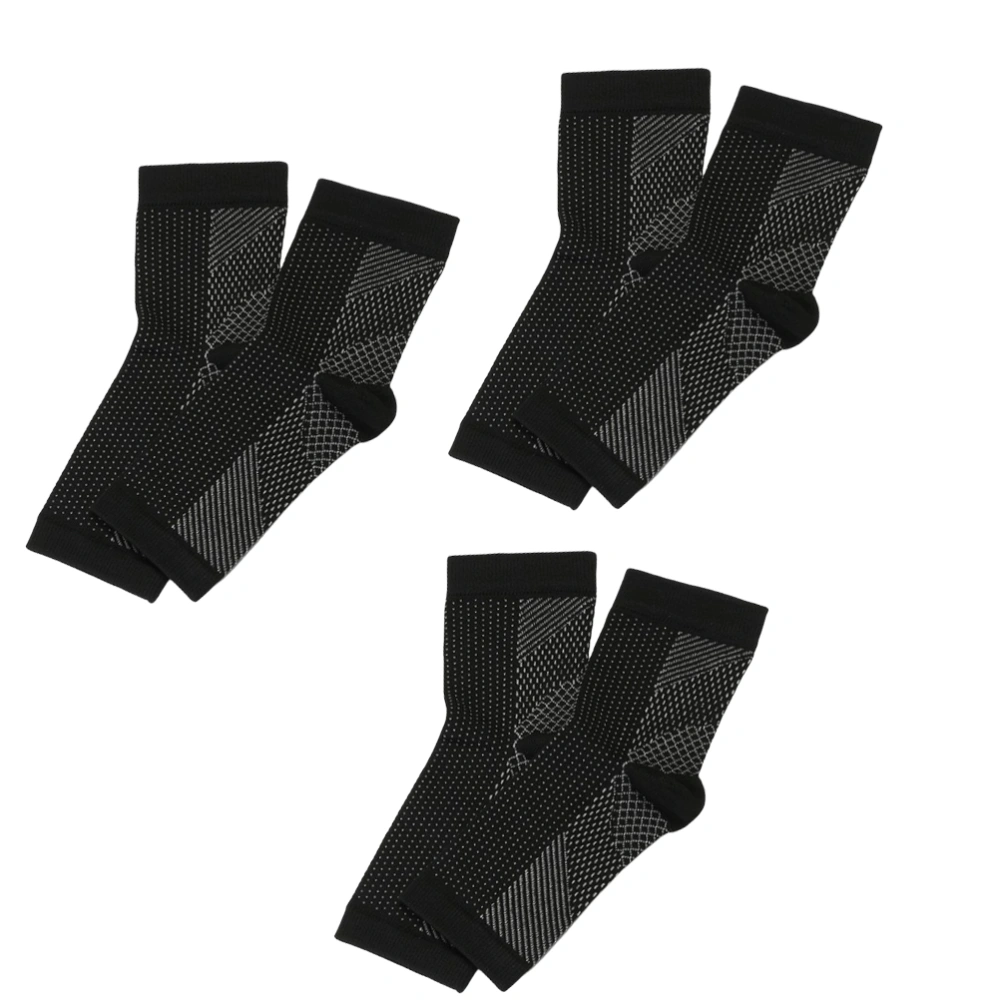 3 Pairs of Compression Socks Plantar Fasciitis Socks Ankle Support Socks Ankle Protector Size L/XL Black