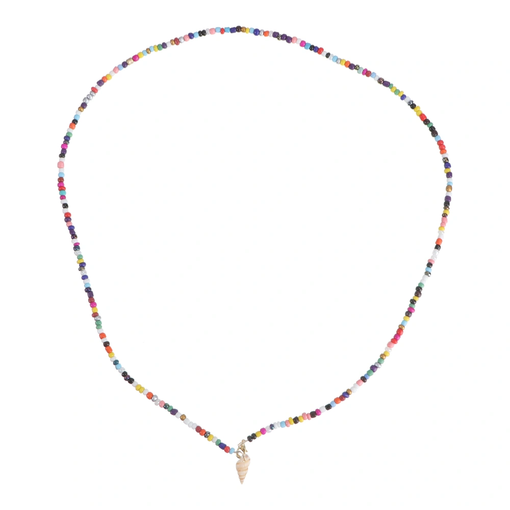 1pc Shell Pendant Necklaces Colorful Bead Chain Bohemian Style Necklace