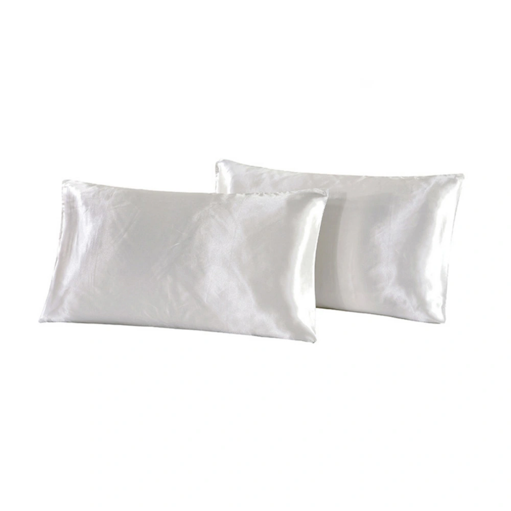 1 Pair of Silky Luxury Shiny Silk Satin Pillowcase Pillow Covers for Hair and Facial Skin 51 x 76cm (White)