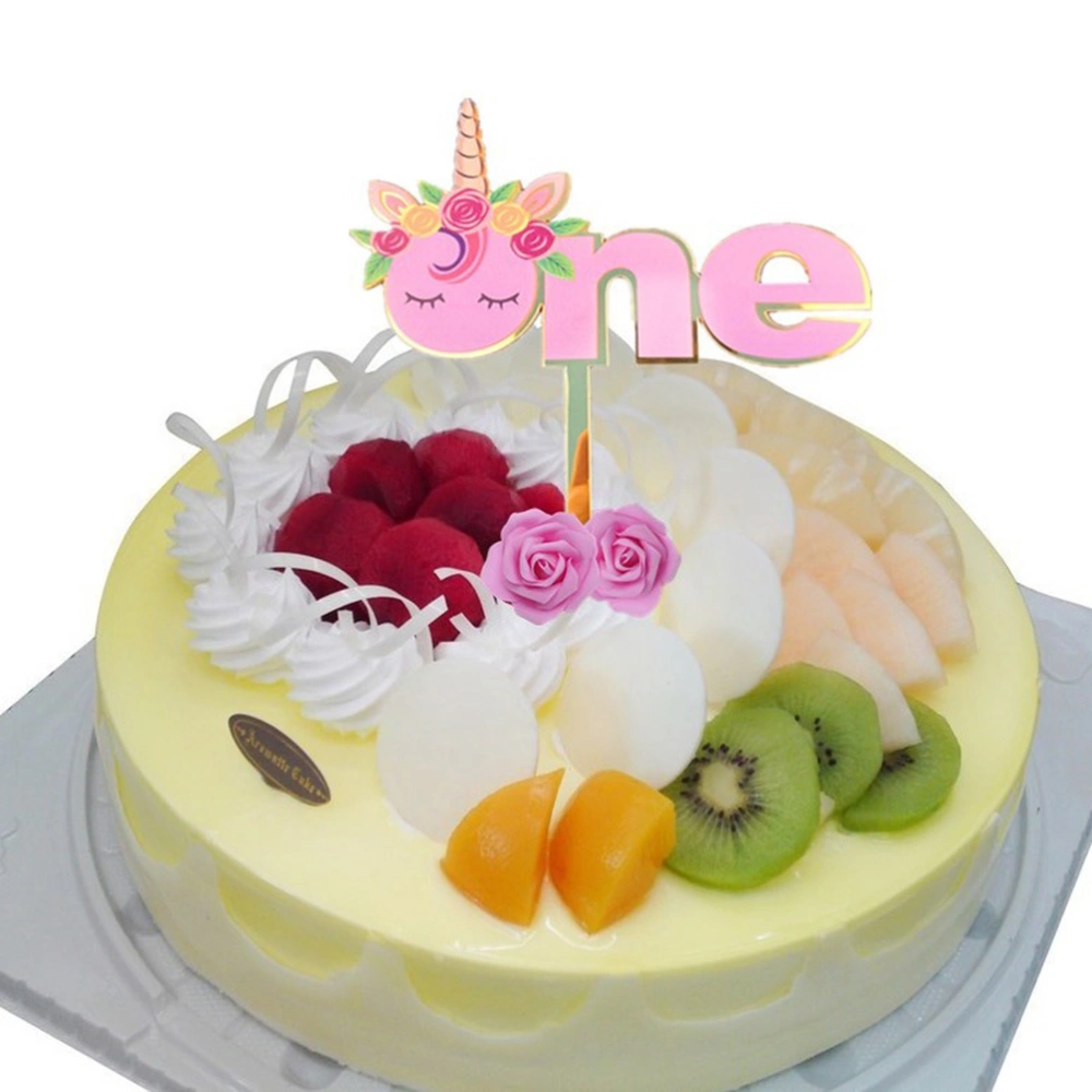 Unicorn Cake Topper Beautiful Creative English Word Cake Dessert Decor Insert for Birthday Gathering Party (Colorful)