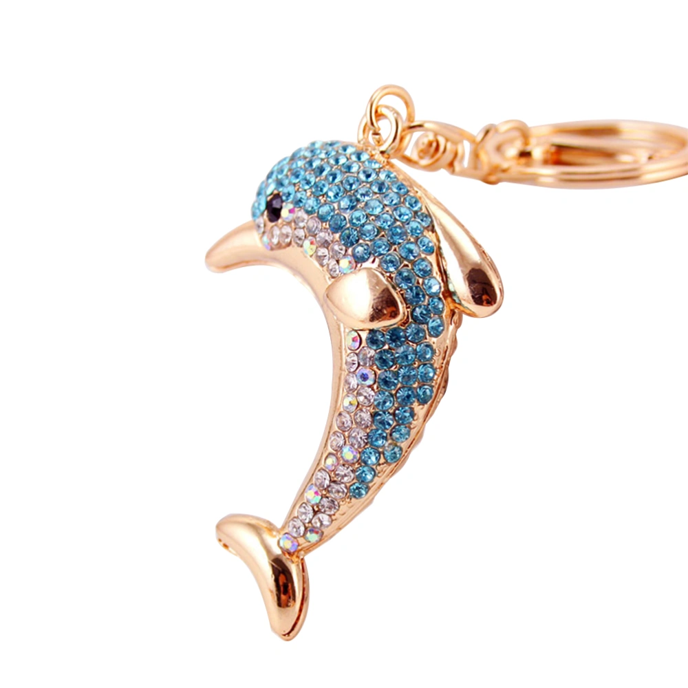 Dolphin Rhinestone Keychain Car Keyring Purse Bag Pendant Decoration Hanging Keychain Accessory Creative Gift (Random Color)