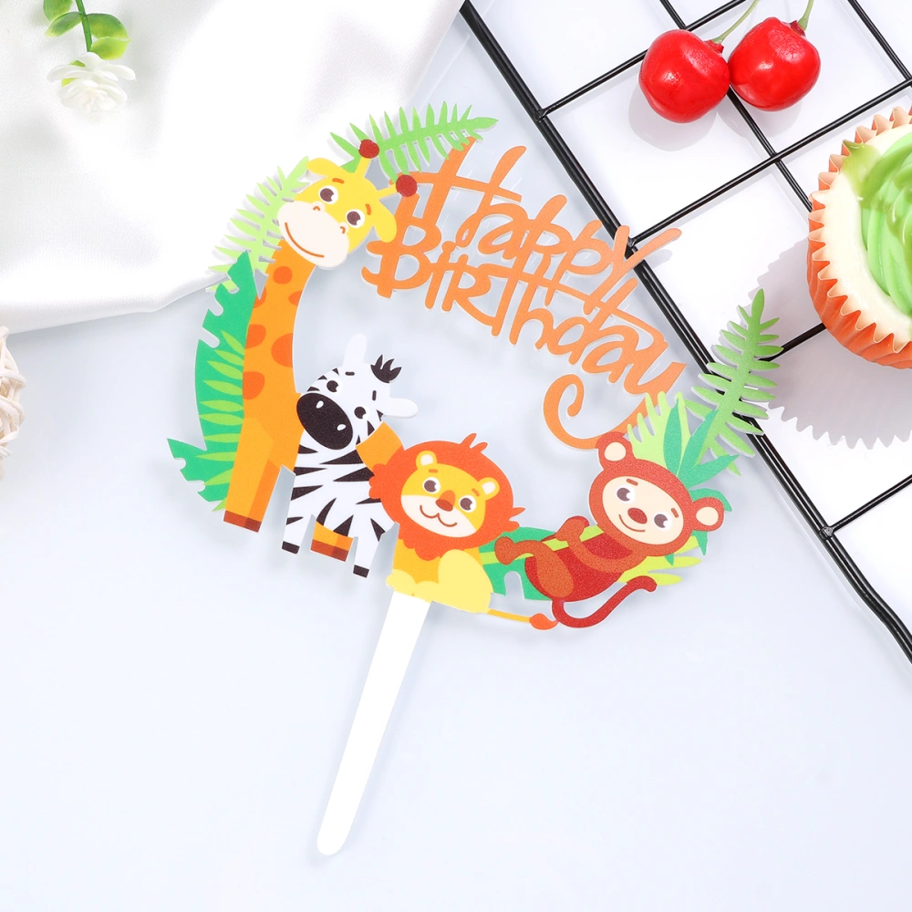 STOBO 1PC Cartoon Animal Cake Toppers Creative Cake Picks Cake Cupcake Decoration for Birthday Baby Shower Party Colorful