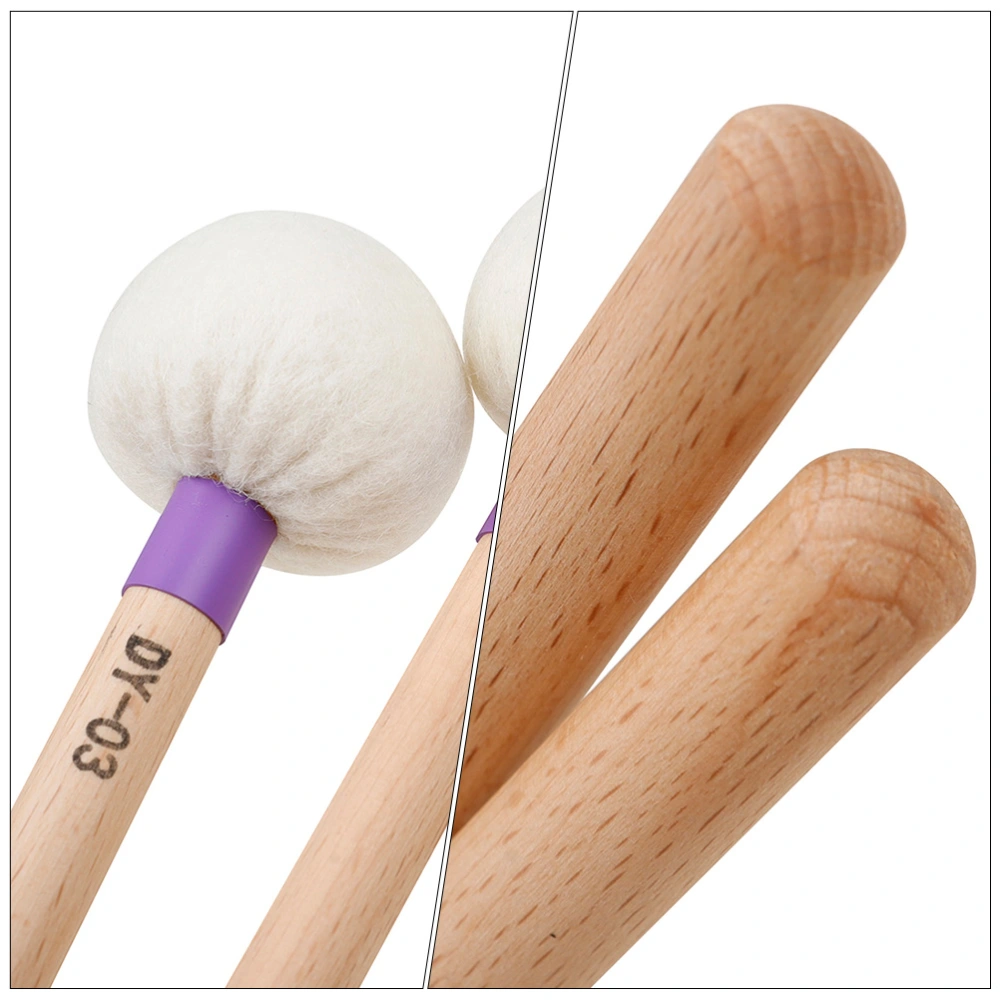 2pcs Drumsticks Felt Sticks Percussion Drumsticks Wooden Handle Drumsticks