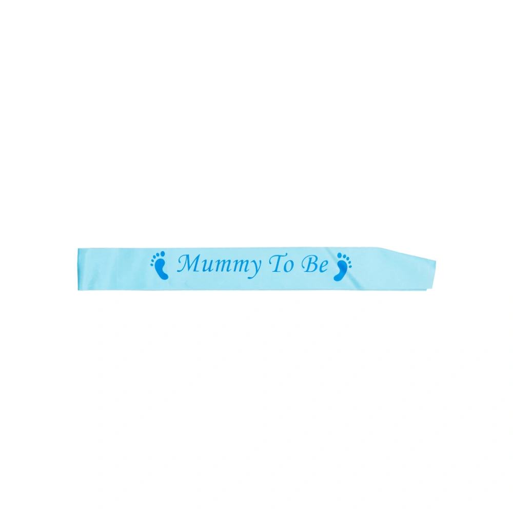 Baby Shower Party Sashes Mummy To Be Satin Sash Ribbon Footprint (Blue)