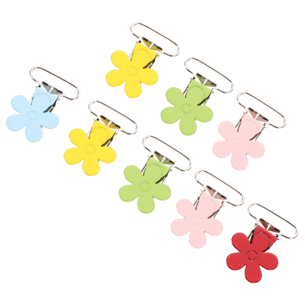 8pcs Baby Suspender Pacifier Holder Mitten Dummy Clips Plum Flower Pacifier Clip