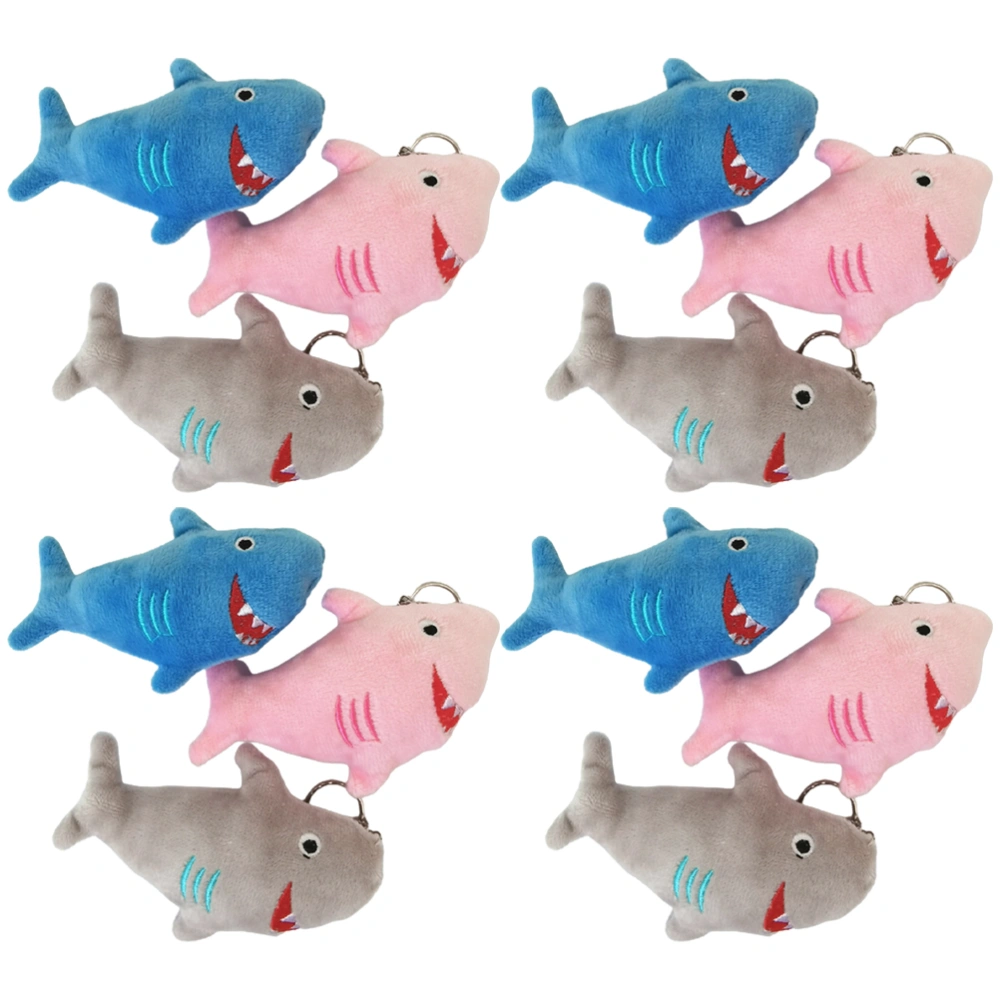 12pcs Stuffed Animals Keychain Plush Shark Keychain Ocean Theme Party Gifts