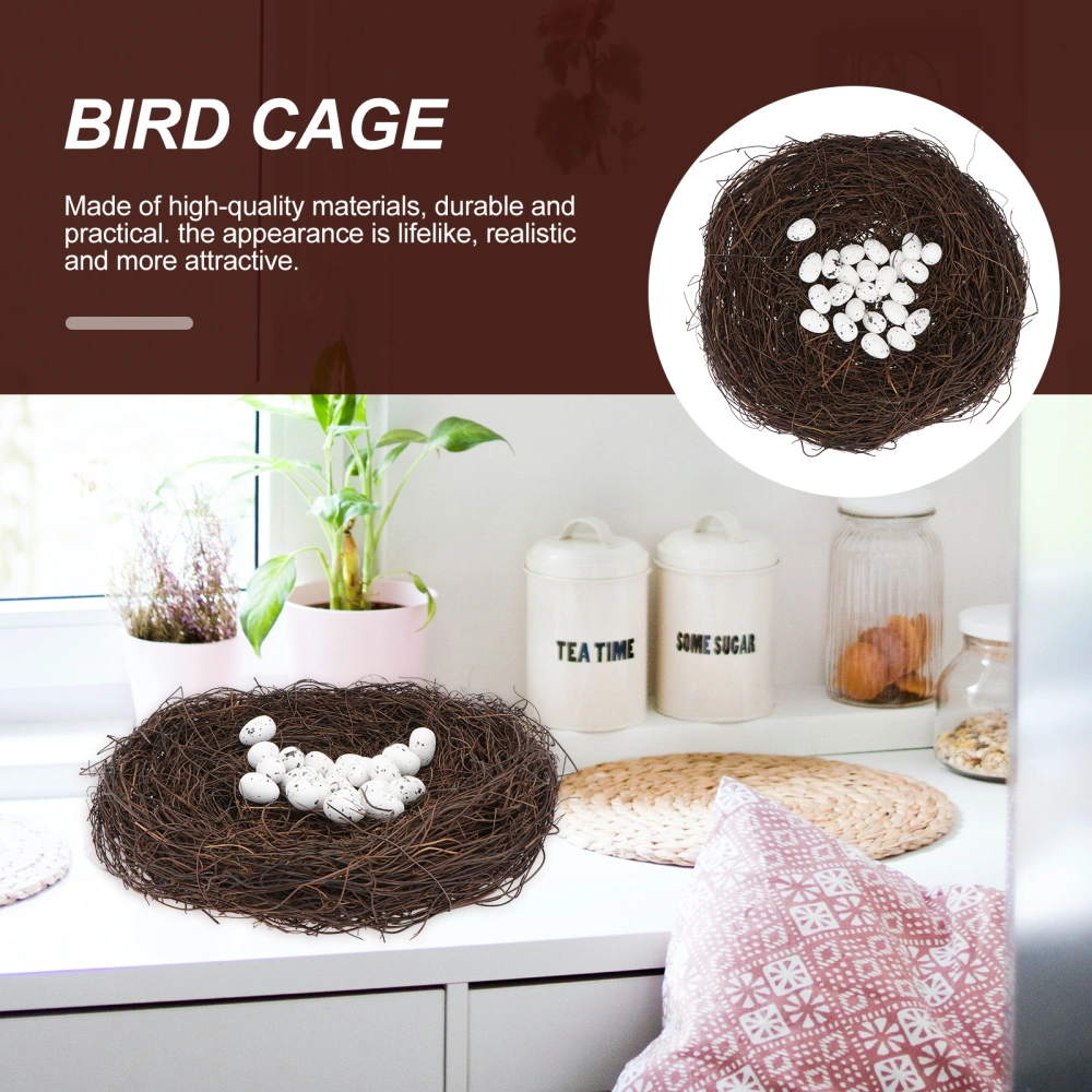 1 Set Easter Rattan Woven Bird Nest Adornment Handmade Bird Nest (30CM Diameter)