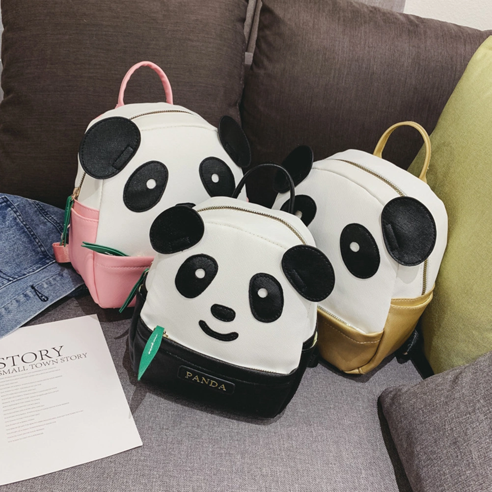 Cartoon Panda Pattern Lovely Travel Backpack Rucksack School Bag Shoulders Bag for Boys Girls (Large Size, Black)