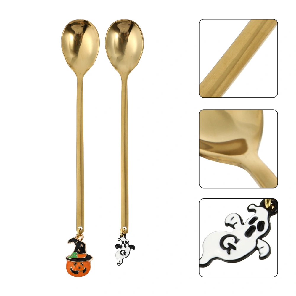 4Pcs Halloween Pumpkin Spoons Dessert Spoons Stirring Spoons (Assorted Color)