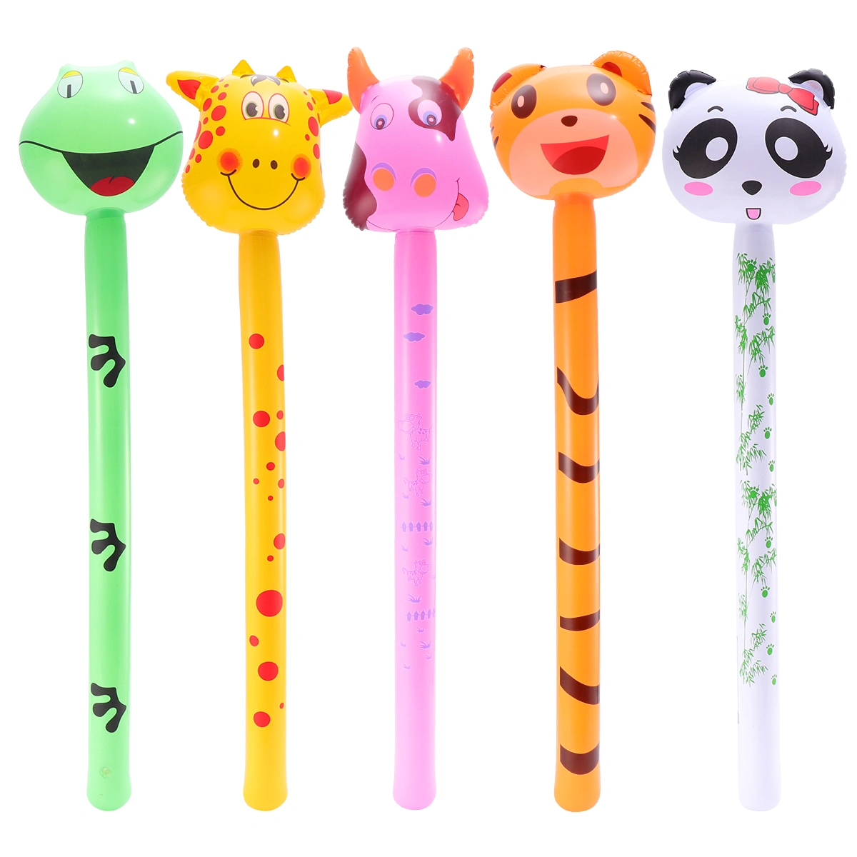 5pcs Kids PVC Inflatable Animal Toy Funny Inflatable Toy Playing Long Stick Toy Educational Toy (Random Style)