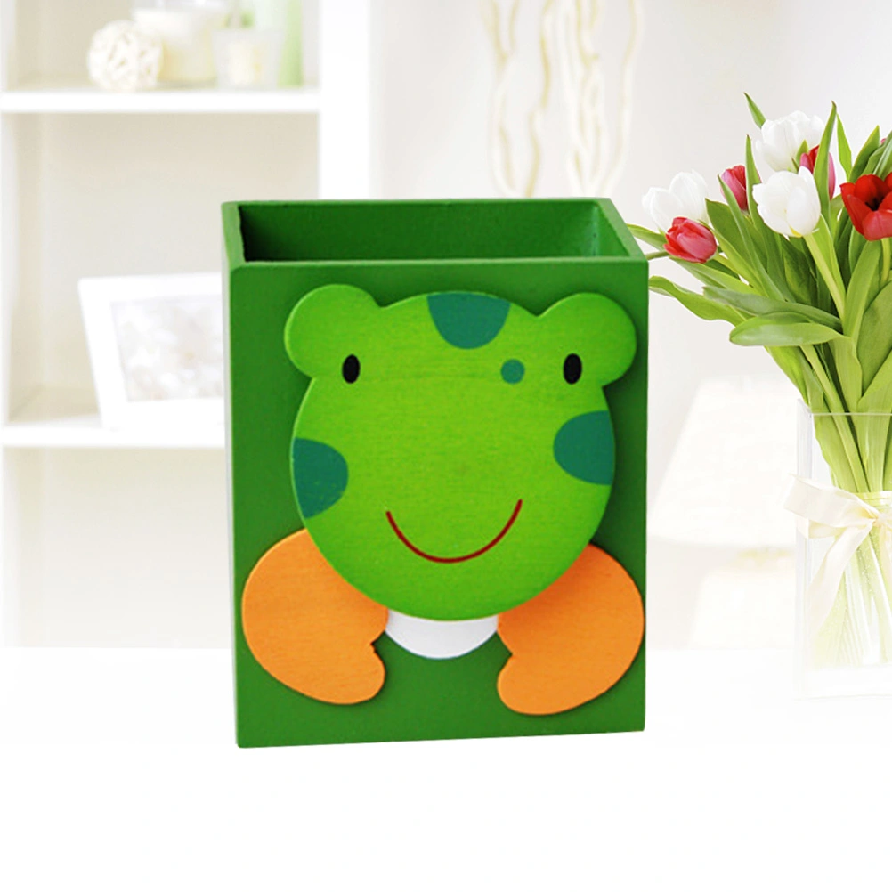 Cartoon Desktop Pen Pencil Holder Stationery Organizer for Home Office School Use (Green Frog)