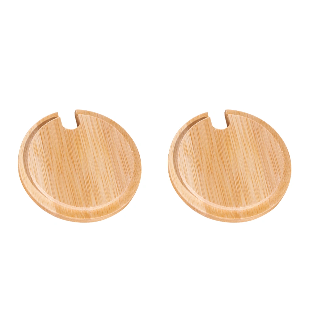 2PCS Bamboo Round Cup Lid Drink Cup Cover Cup Coaster Cup Holder Pad