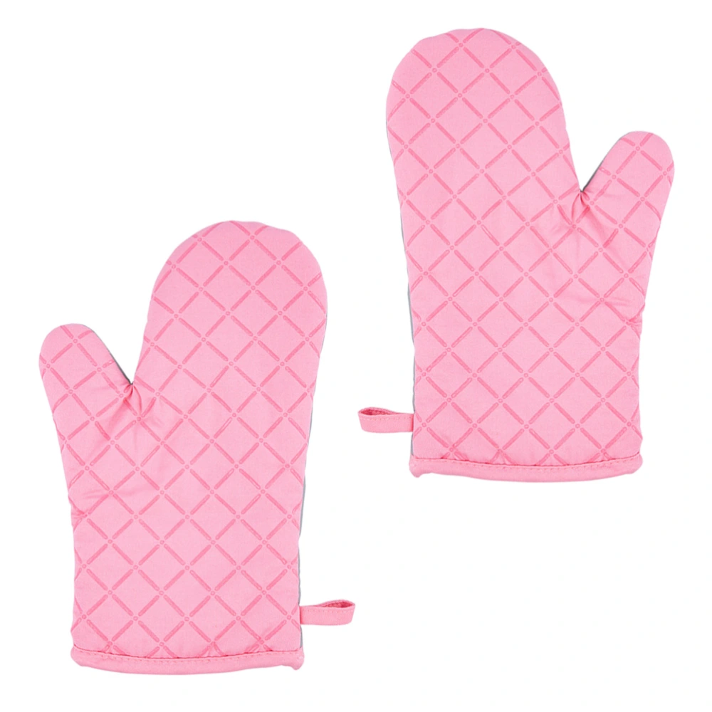 2pcs Oven Kitchen Gloves Heat Resistant Microwave Mitt Cooking and Baking Gloves for Home Restaurant (Pink)