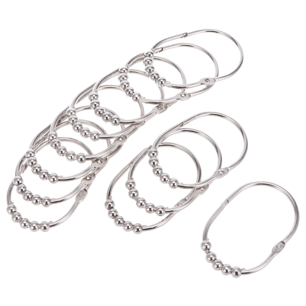 12PCS/Set Shower Curtain Rings Rustproof Stainless Wide Shower Curtain Rings Hooks Bathroom Shower Rod(Bright Nickel Colour)