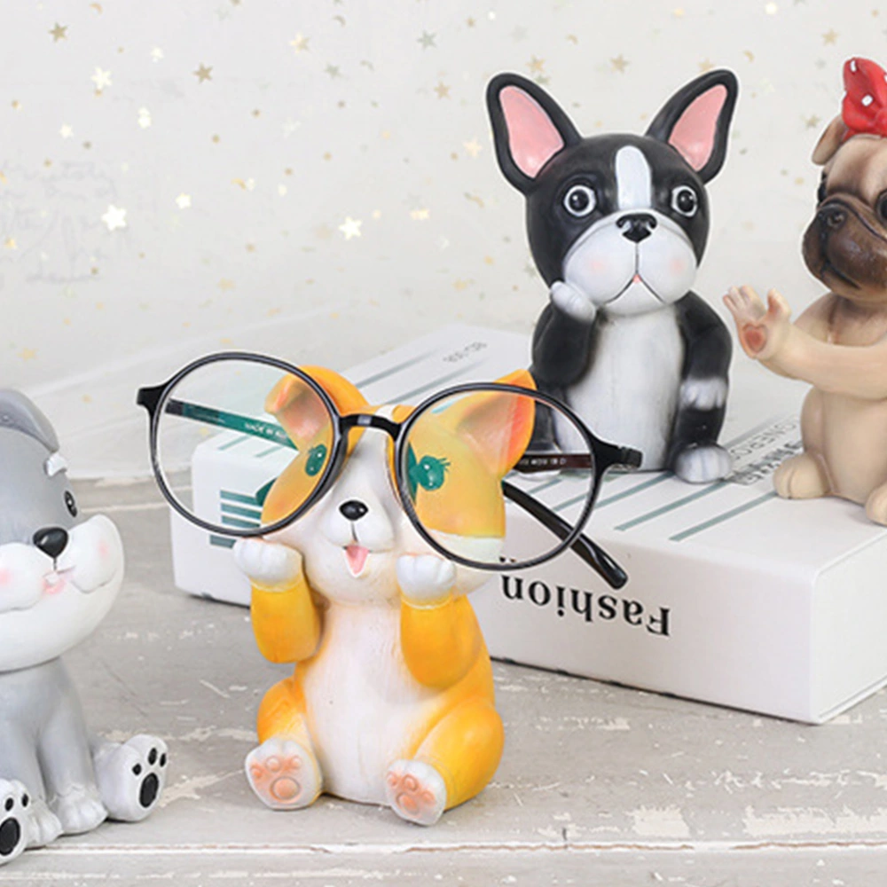 1Pc Cartoon Glasses Holder Eyeglasses Rack Creative Dog Ornament Desktop Decor for Home Office (Schnauzer)