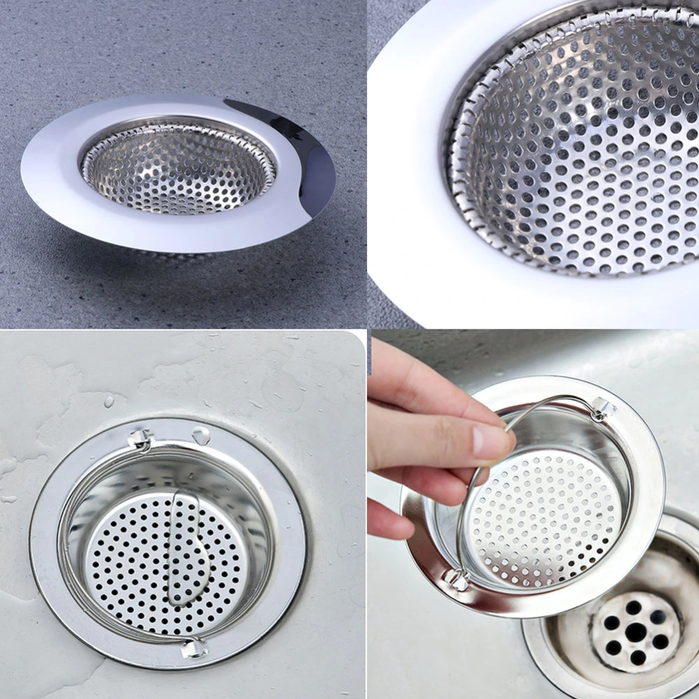 2Pcs Durable Stainless Steel Filter Covers Durable Thickened Sewer Sink Drain Covers for Home Kitchen Bathroom