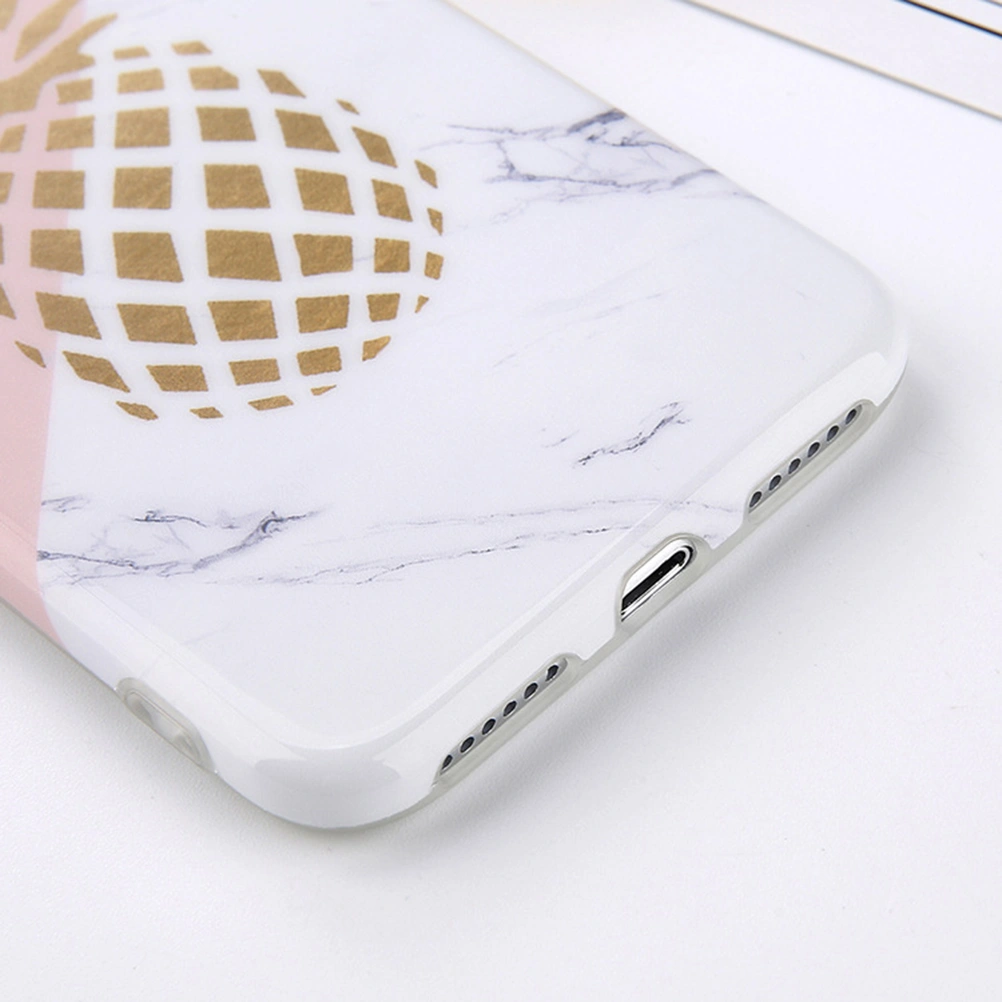 Phone Cover Slim TPU Case Pineapple and Marble Pattern Color Matching IMD Protector Shell for iPhone 8 / 7