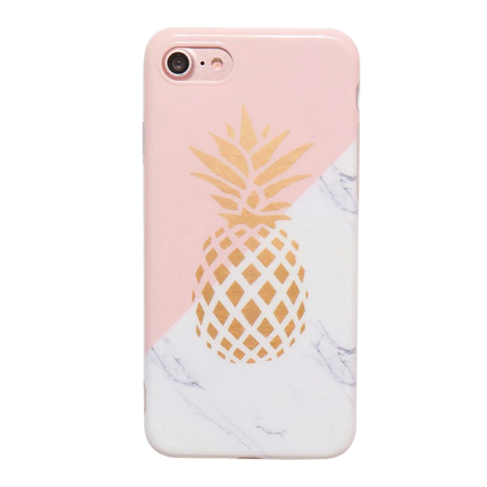 Phone Cover Slim TPU Case Pineapple and Marble Pattern Color Matching IMD Protector Shell for iPhone 8 / 7