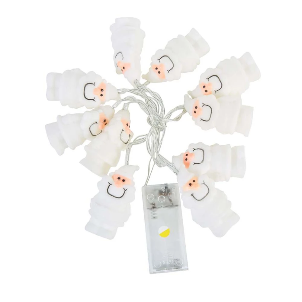 LED String Lights with Rotocast Santa Claus Cover Waterproof Fairy Lights for Christmas Wedding Party(White)