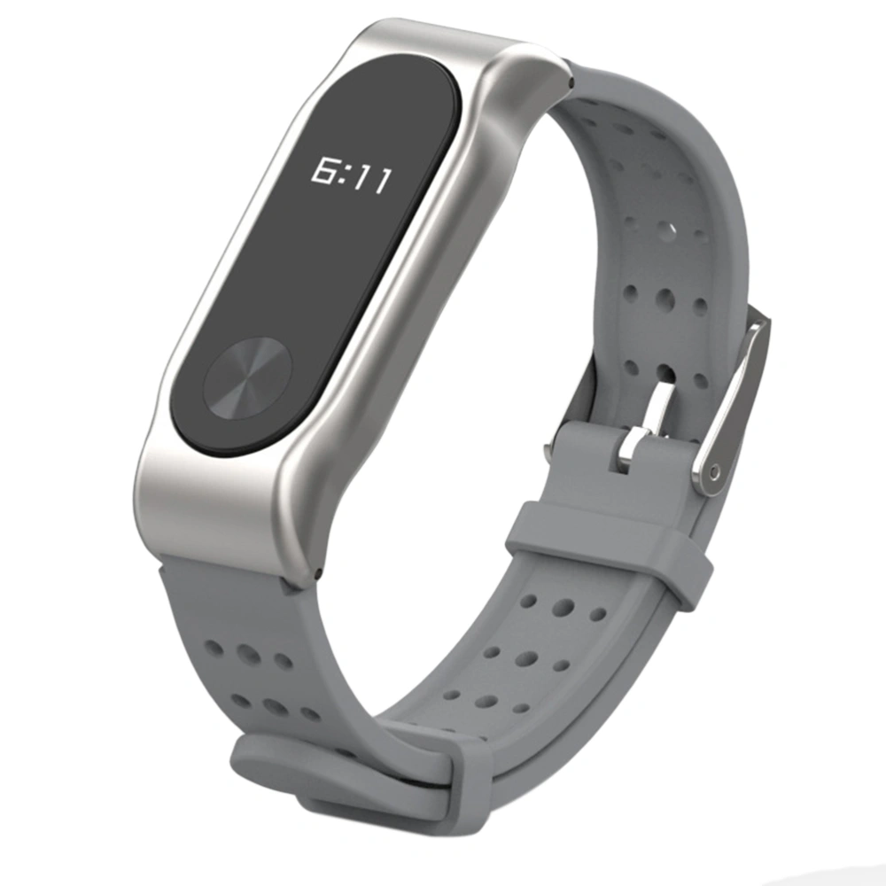 New Youth Edition Silicone Wrist Strap Smart Bracelet for Xiaomi Mi band 2 (Silver Gray)