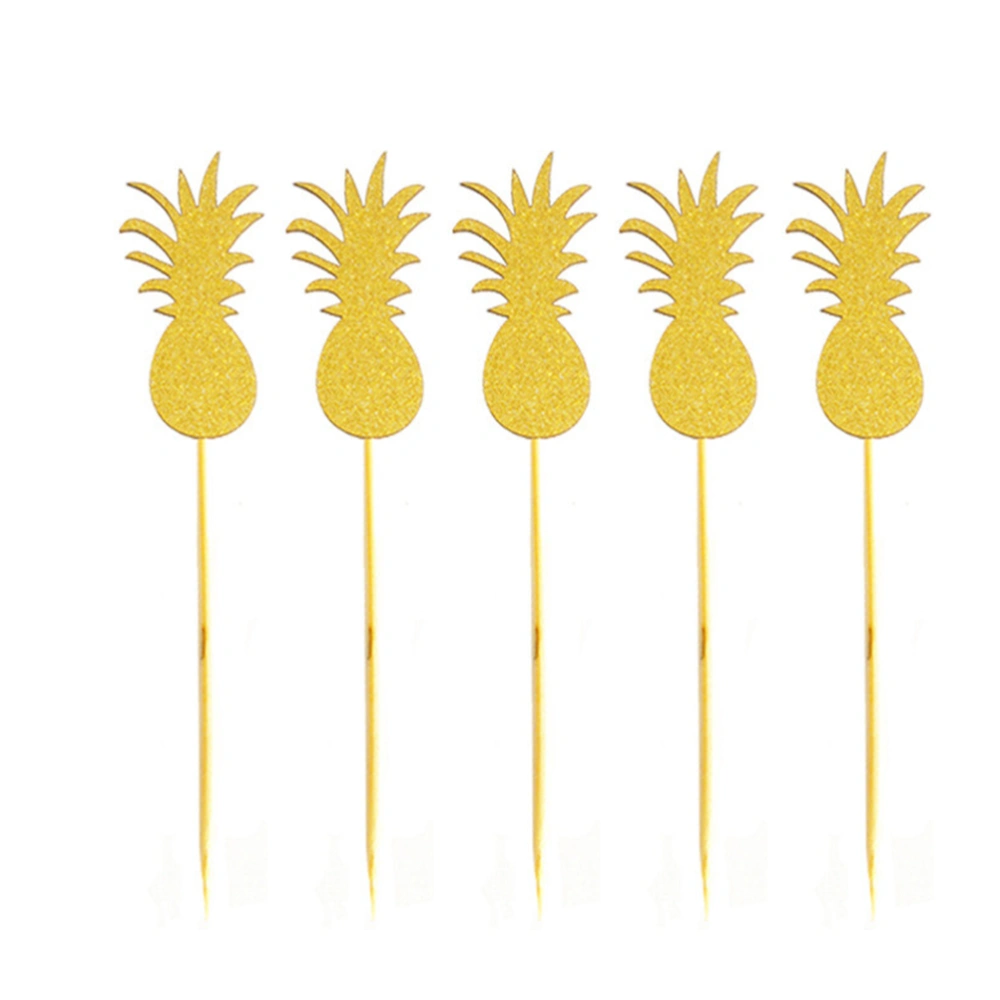 5pcs Hawaii Cake Tooper Pineapple Cake Picks for Luau Beach Party