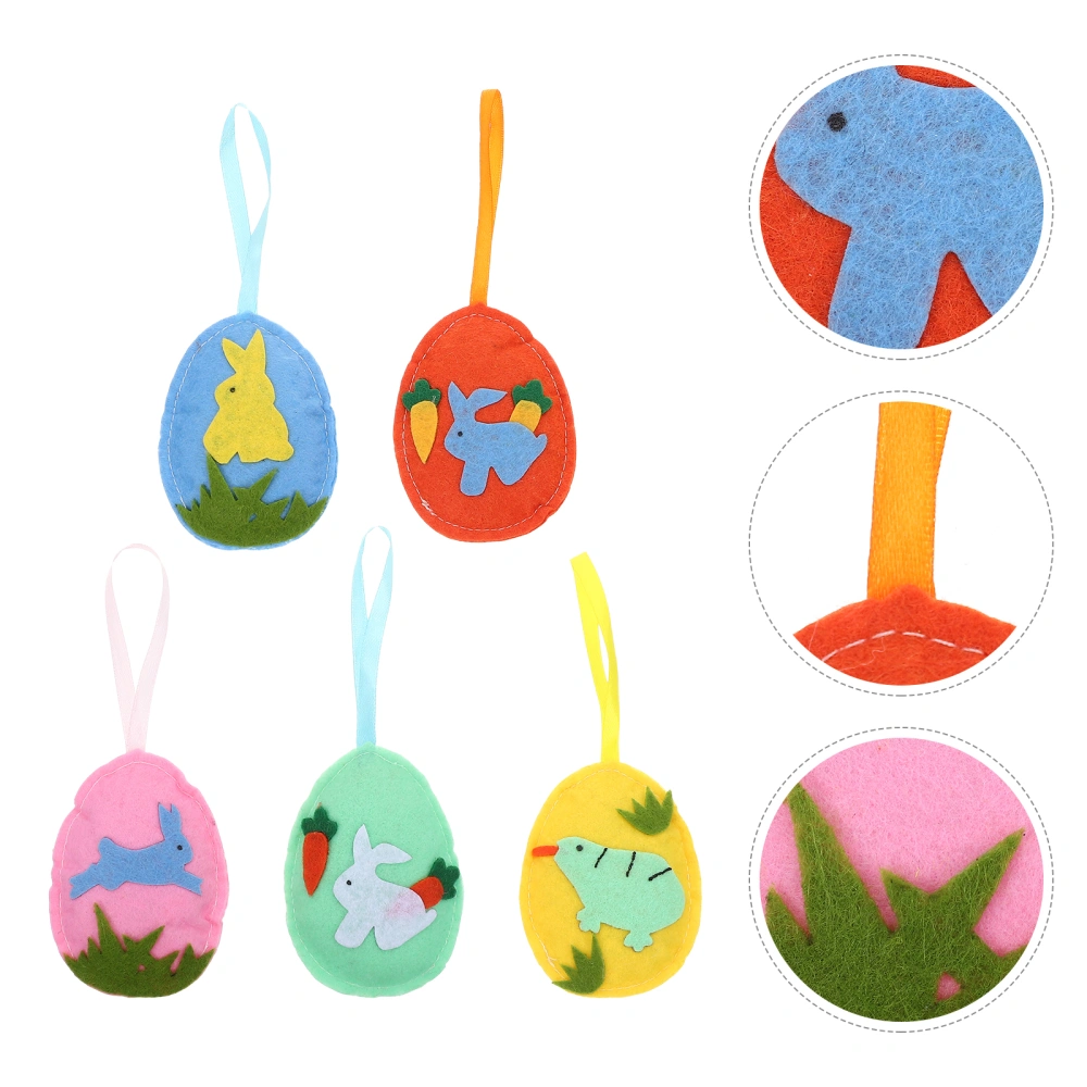 5Pcs Easter Hanging Decors Exquisite Fabric Pendants Egg Shaped Pendants