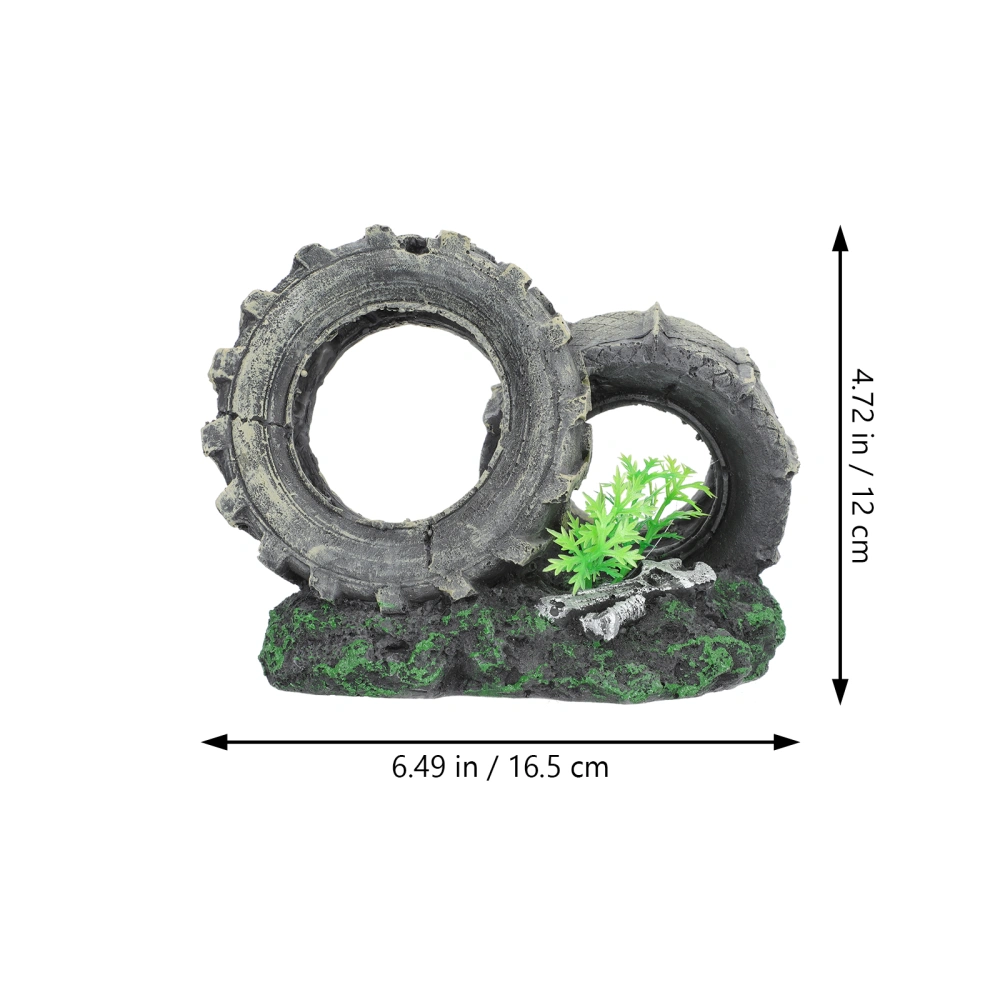 Aquarium Fish Tank Ornament Resin Car Tire Adornment Fish Tank Hideout Shelter