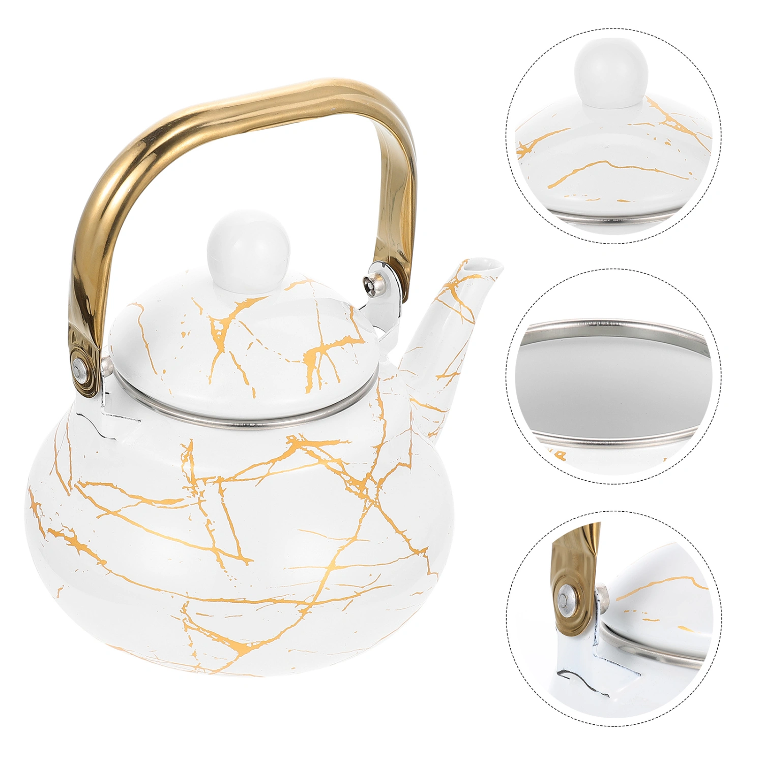 Enamel Tea Pot Thickened Tea Kettle Practical Teapot Patterned Water Kettle