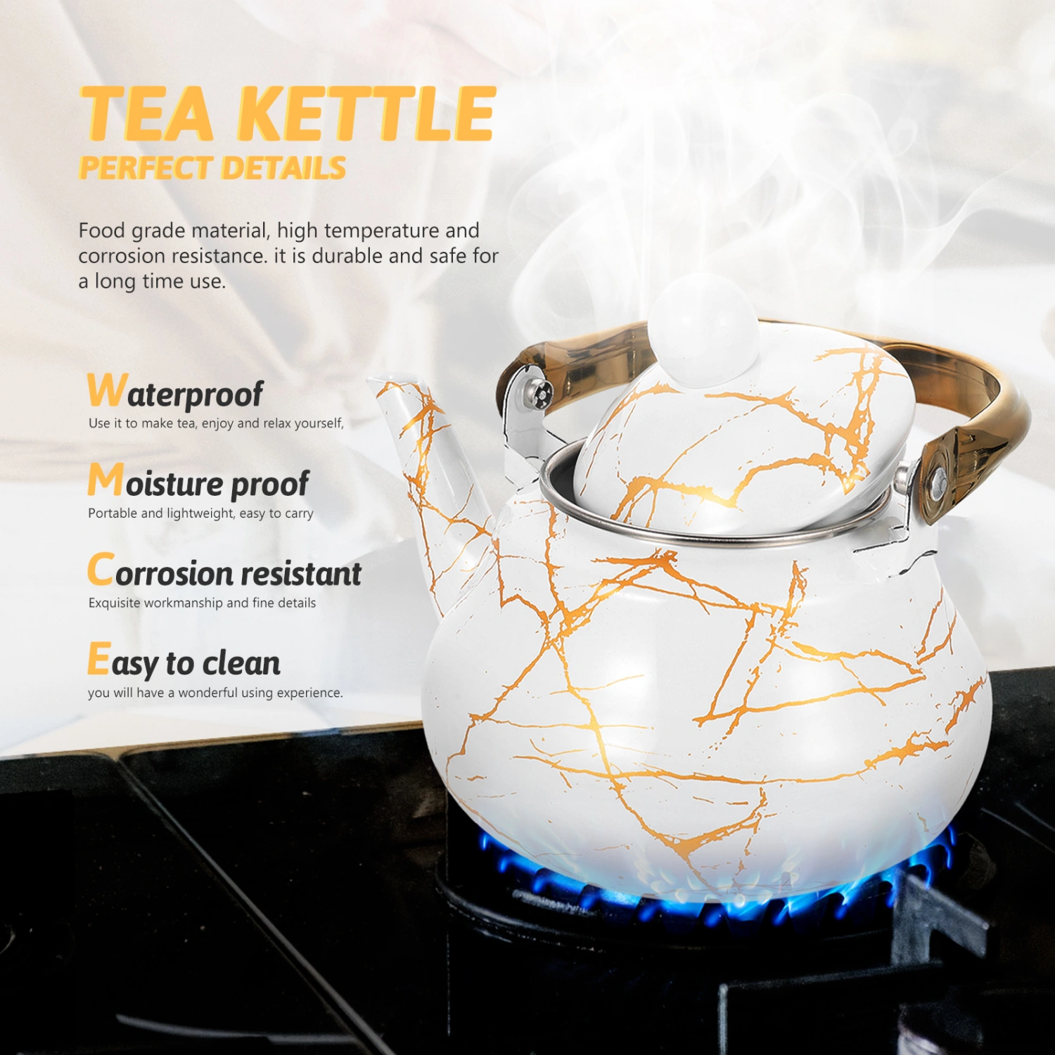 Enamel Tea Pot Thickened Tea Kettle Practical Teapot Patterned Water Kettle