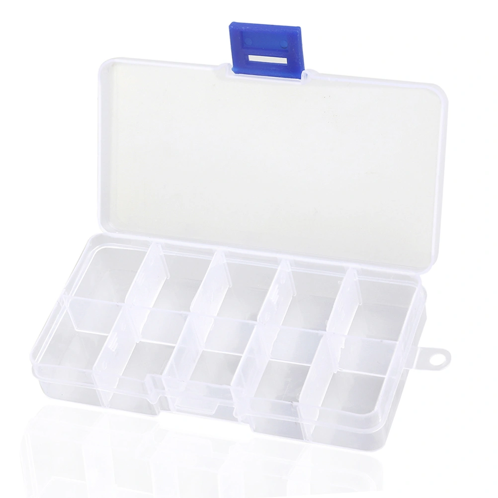 10PCS 10-Grid Plastic Jewelry Organizer Box Detachable Storage Container Multi-purpose Finishing Box for Home Dorm Use