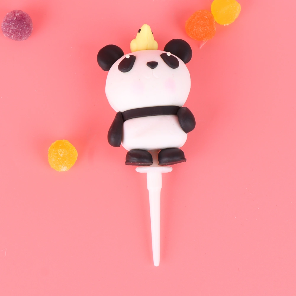 1PC Polymer Clay Cake Pick Creative Panda Cupcake Topper Dessert Cake Decor Party Ornament for Birthday Baby Shower Kids