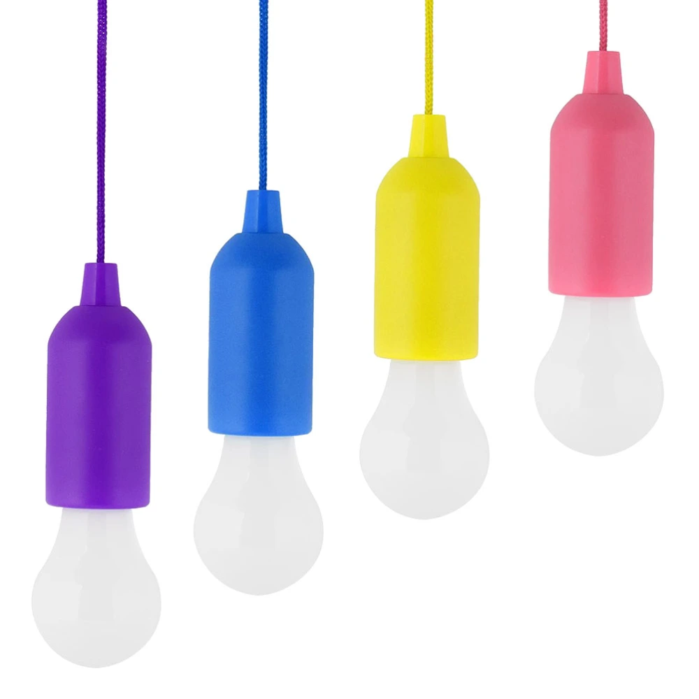 4pcs Portable Battery LED Pull Cord Lights Night Lights Bulb Modern Colorful Pendant Bulb Lights