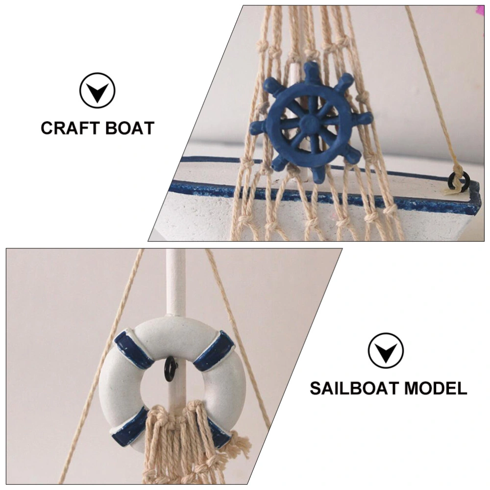 2pcs Mini Sailboat Model Decoration Wooden Miniature Sailing Boat Home Decor