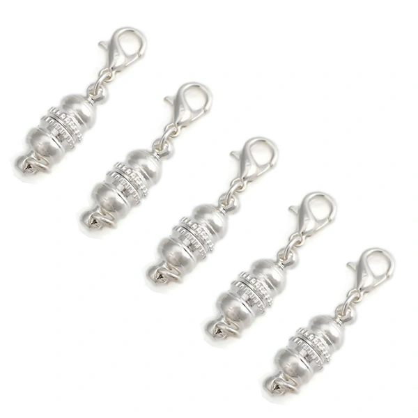 5pcs Ball Tone Magnetic Lobster Clasps for Jewelry Necklace Bracelet (Silver)