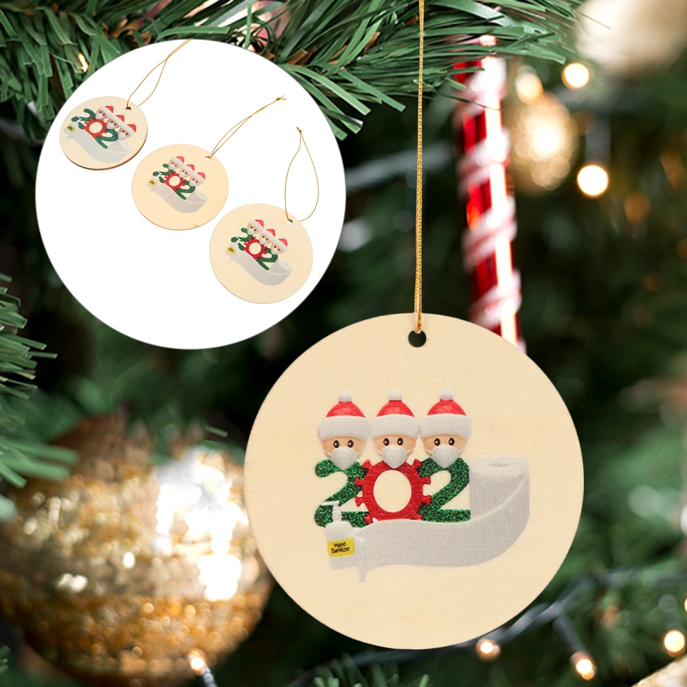 3 Pcs Christmas Hanging Ornaments Wooden Hanging Tags Xmas Tree Hanging Pendant