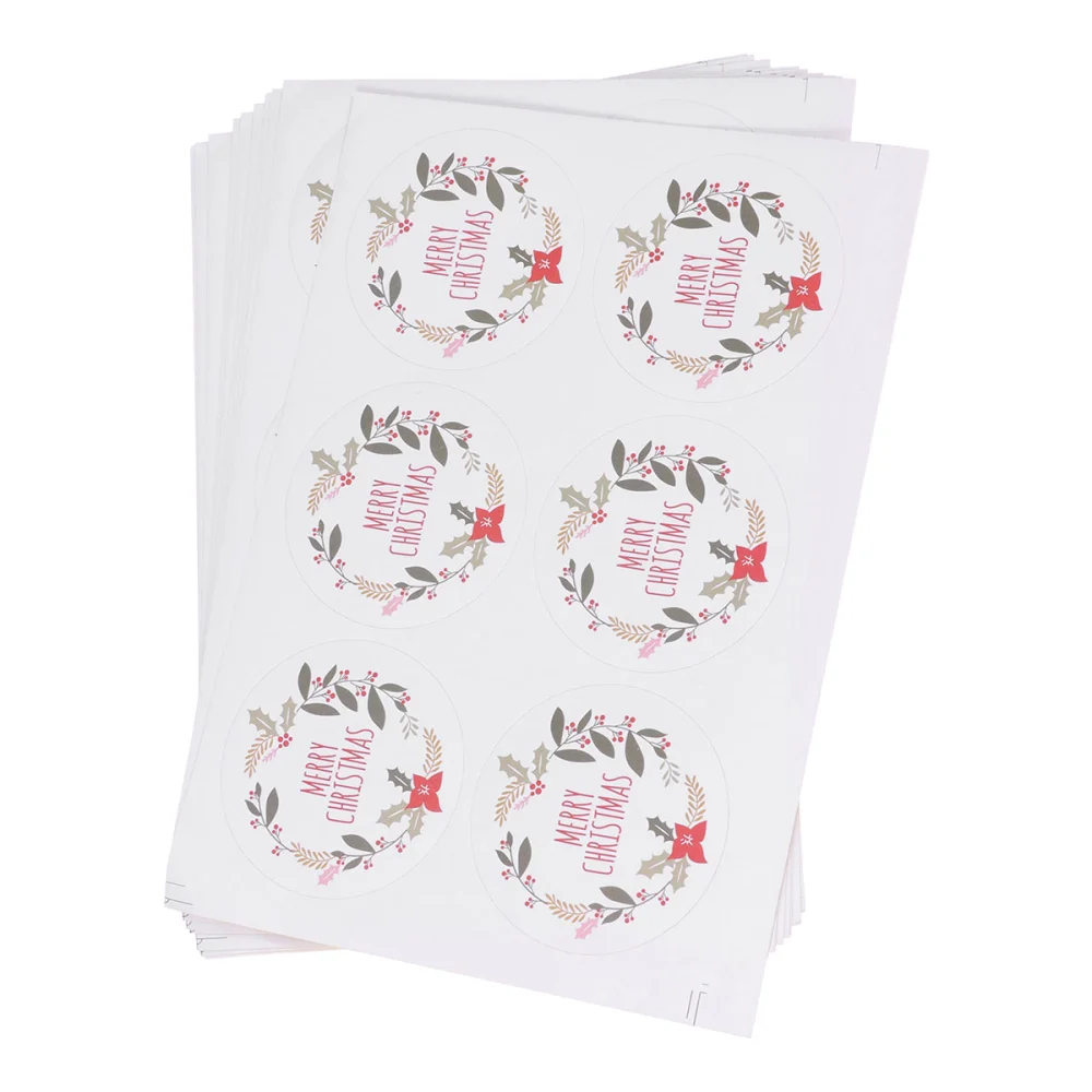 10 Sheets 60pcs Round Floral Sealing Sticker Christmas Self-Adhesive Cartoon Sticker Baking Packing Label Wrapping Stickers Decor Sealing Paster for Gift Packaging Envelope