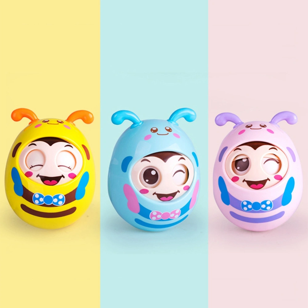 Baby Rattle Toys Roly-Poly Tumbler Infant Newborn Teether Toys with Rolling eyes Educational Toys (Random Color)