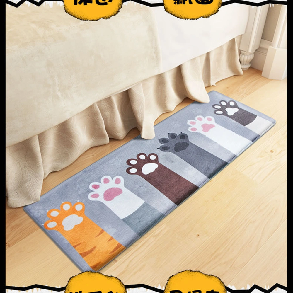 Entrance Door Anti-Slip Linen Kitchen Mat Absorb Water Kitchen Carpet Home Entrance Doormat Cartoon Bath Mat Bedroom Rugs(Cute Cat's Paw)