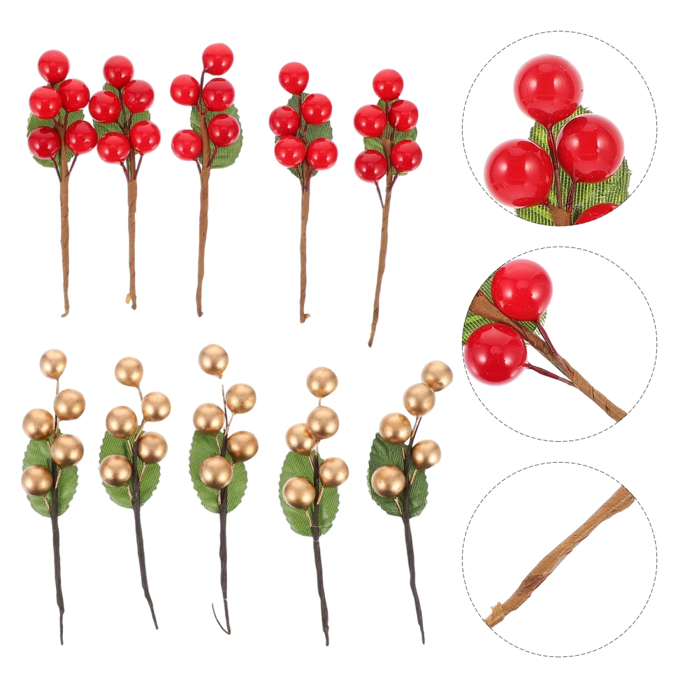 10Pcs Simulation Berry Branch Ornaments DIY Red Berry Bouquet Photo Props