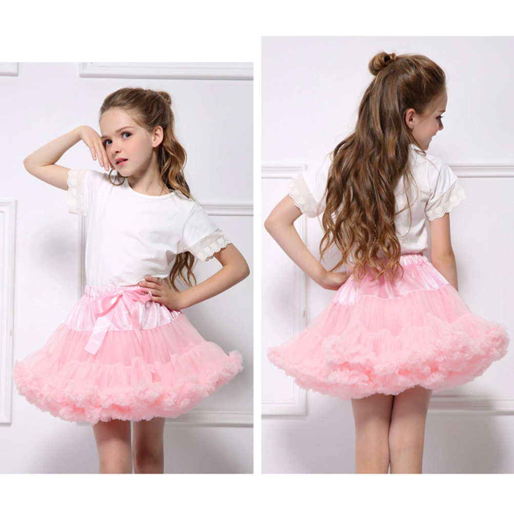 Fashion Fluffy Tutu Skirt Glisten Pettiskirt Dance Performance Dress for Baby Girls Kids Size S (Pink)