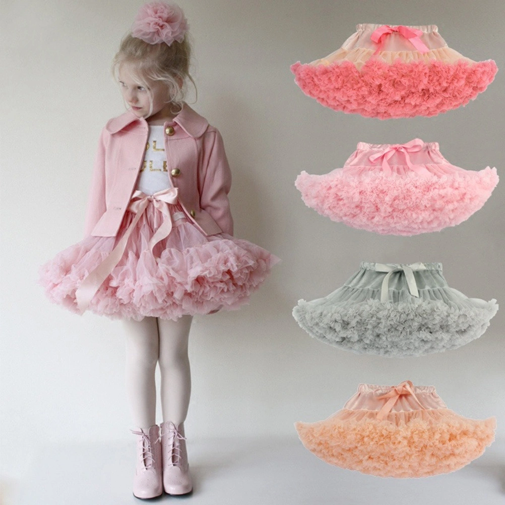Fashion Fluffy Tutu Skirt Glisten Pettiskirt Dance Performance Dress for Baby Girls Kids Size S (Pink)