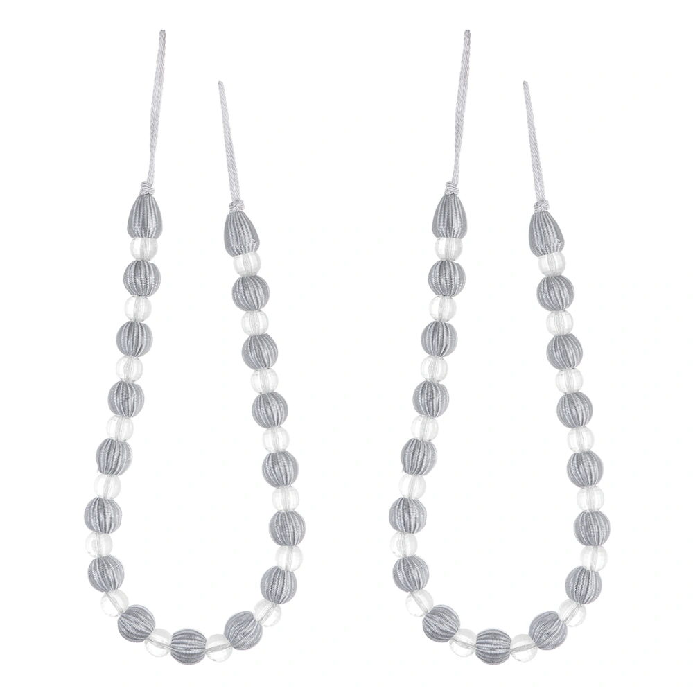 2pcs Stylish Acrylic Bead Drape Curtain Clip Tiebacks Holdbacks Buckle (Silver and White)