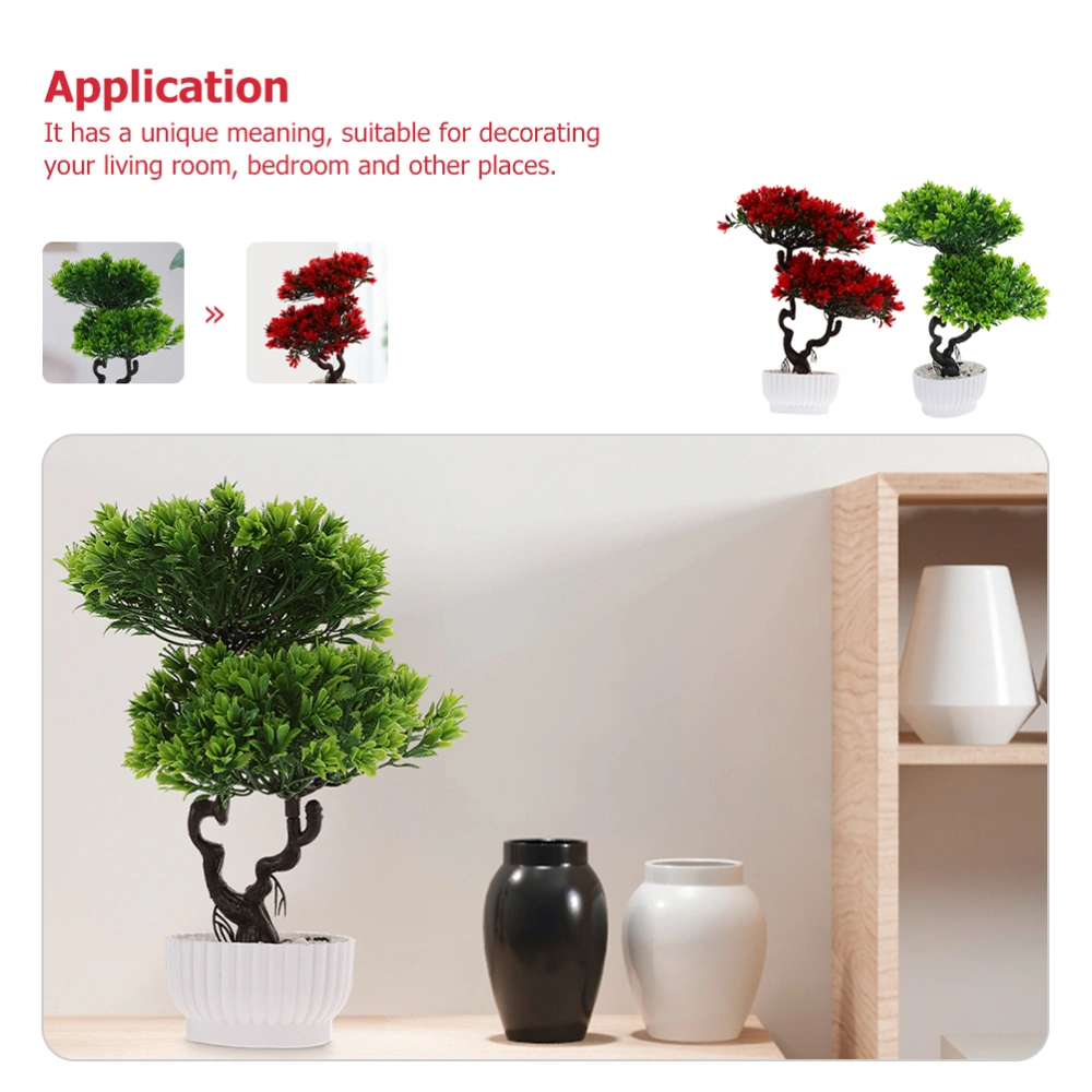 2pcs Guest-greeting Pine Tree Potted Artificial Flower Adornments Simulation Bonsai Ornaments