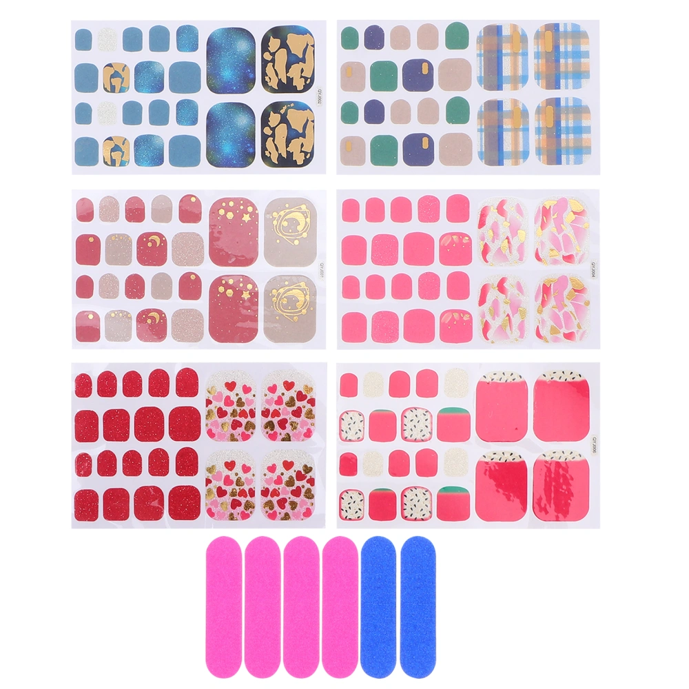 6 Sheets Elegant Toe Nail Art Accessories Fashion Toe Nail Art Stickers