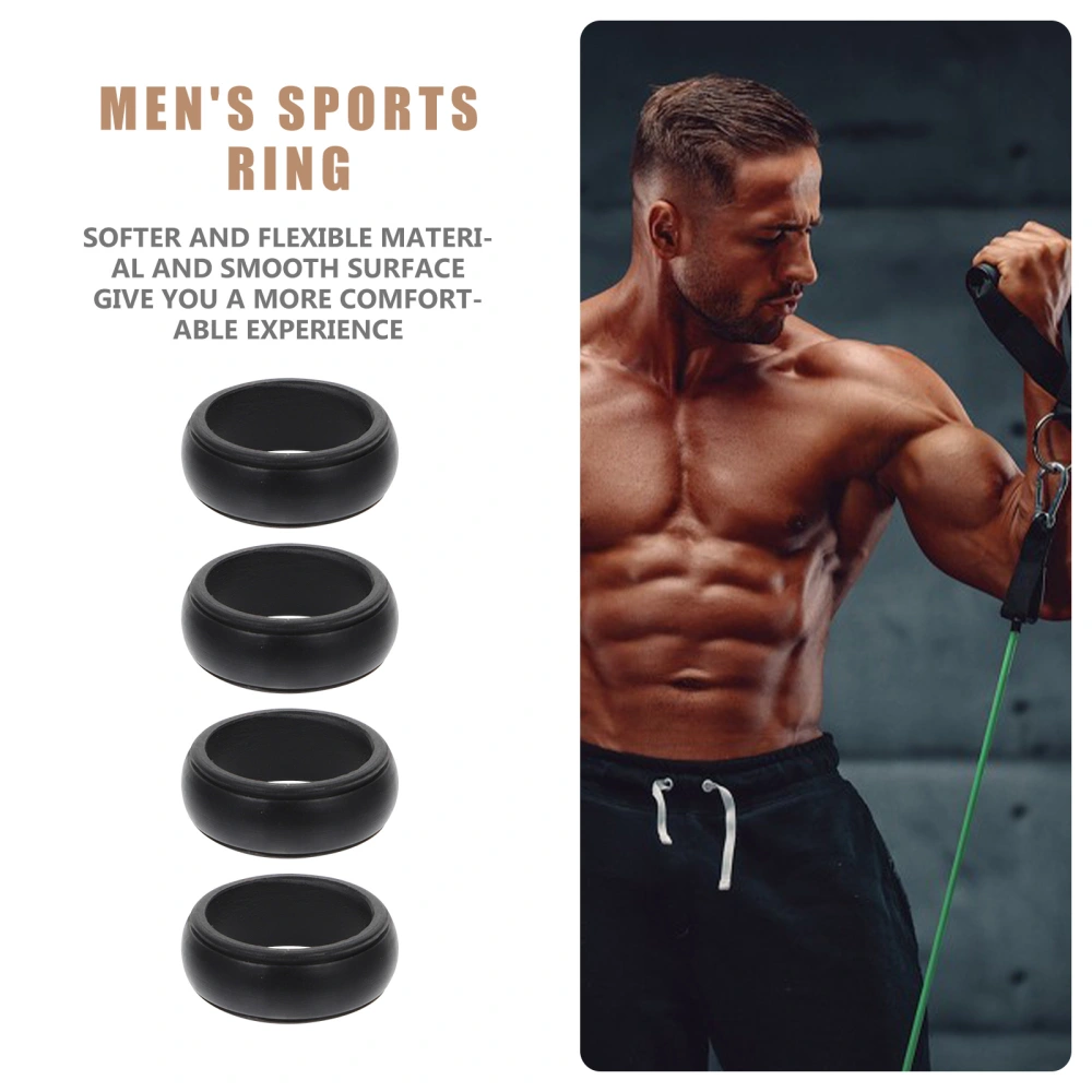 4Pcs Finger Ring Protector Sports Silicone Flexible Finger Rings Outdoor Jewelry (Black)