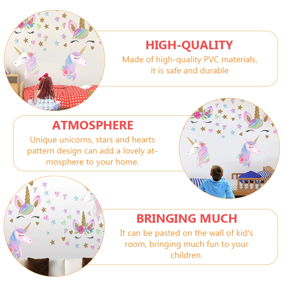 2pcs Unicorns Pattern Wall Stickers Adhesive Mural Stickers Kids Room Decals